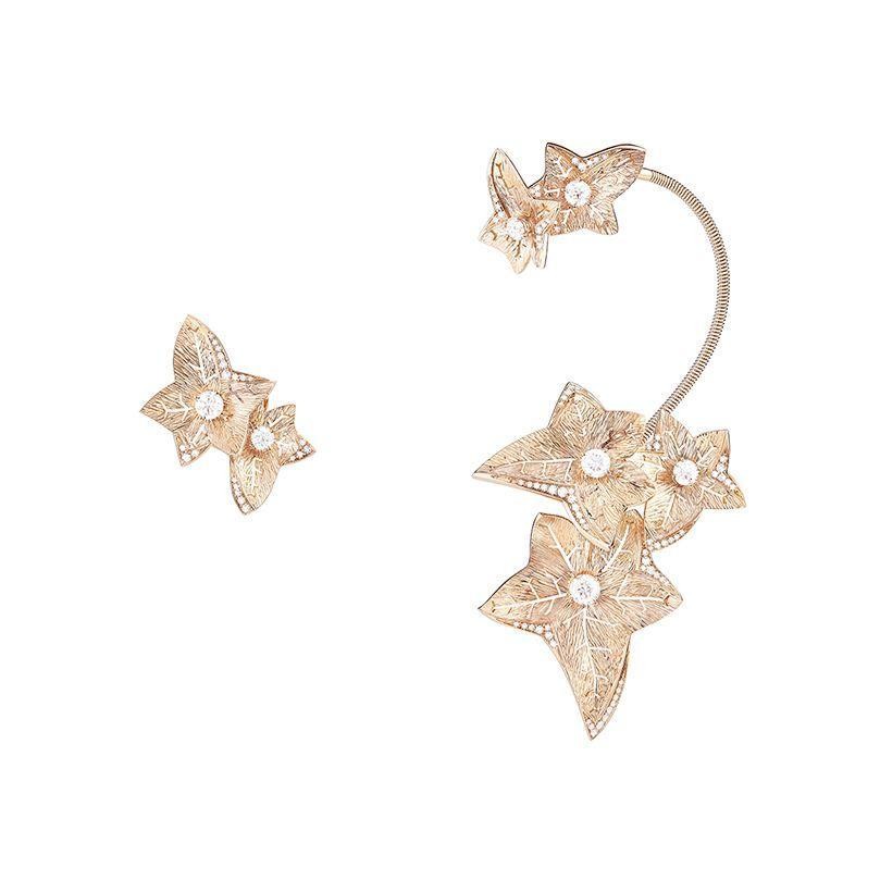 Boucheron Lierre de Paris ivy pendant earrings in gold with diamonds
