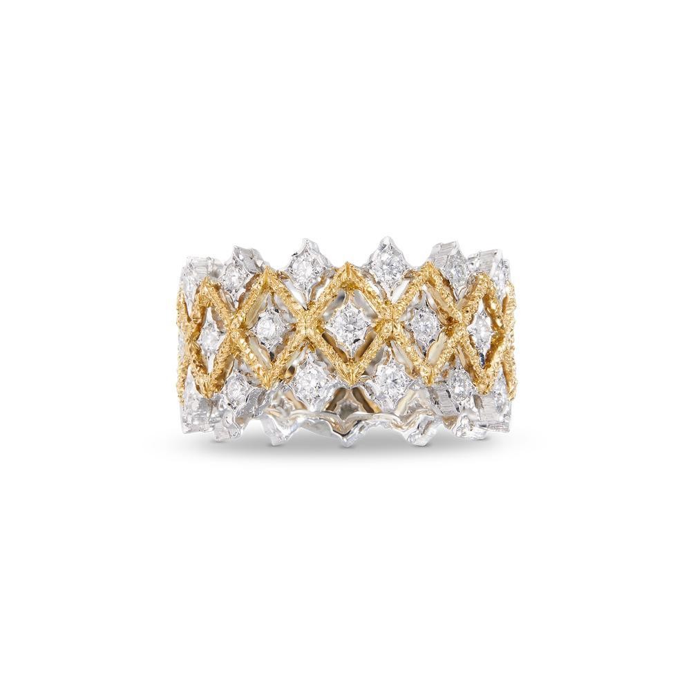 Buccellati Mosaico Eternelle ring in white and yellow gold with diamonds