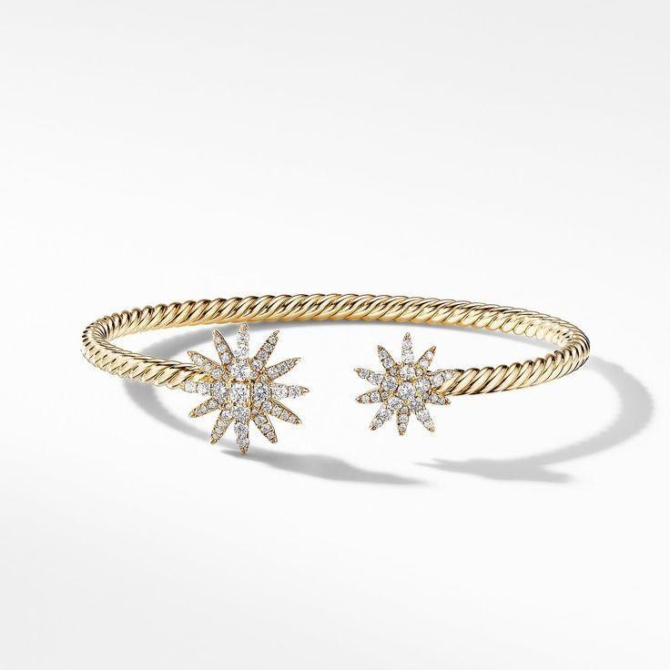 David Yurman Starburst cable bracelet in yellow gold with diamonds