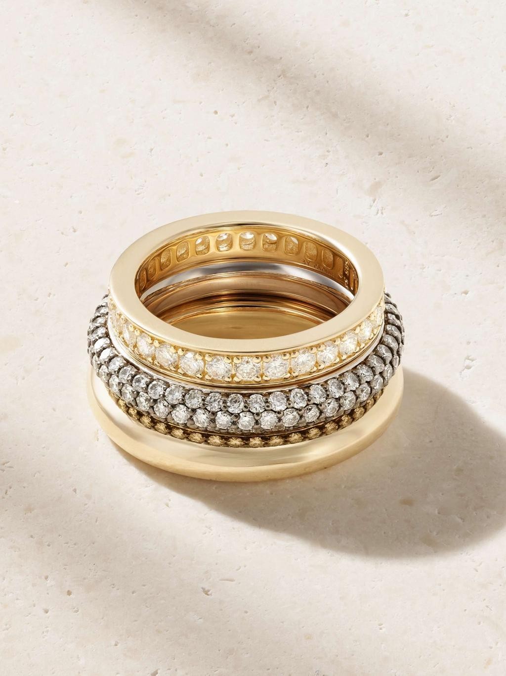 By Pariah set of three gold and diamond rings