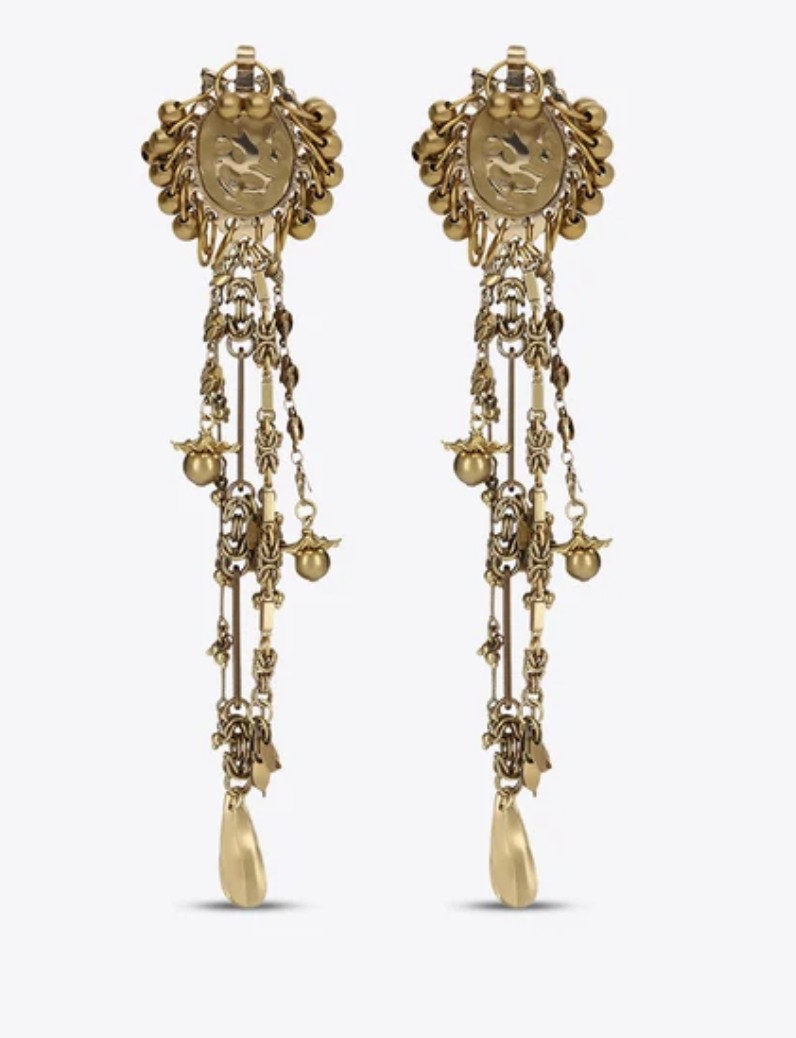 Dries Van Noten long gold pendant earrings