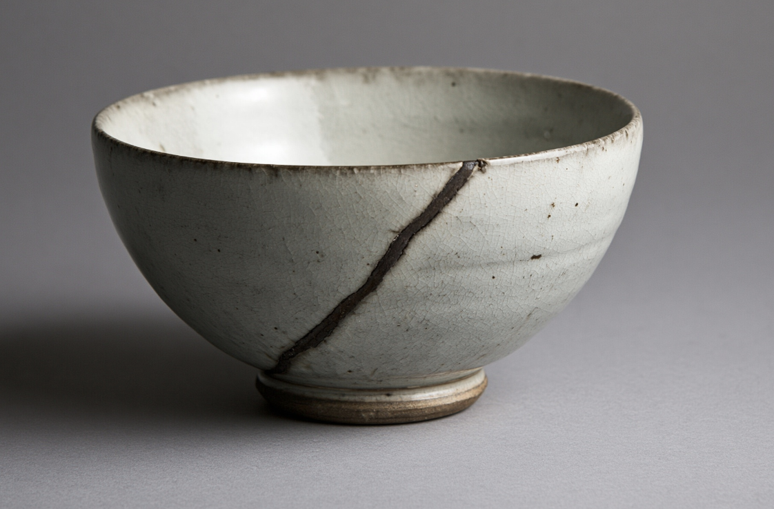 Kintsugi bowl repaired with gold
